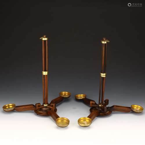 Qing Dynasty court pear copper gilded chandelier wax table