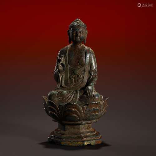 Ancient bronze lotus Buddha statue