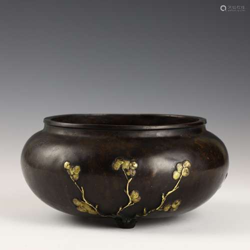 Qing Dynasty Plum blossom gilded incense burner