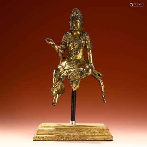 Bronze gilded Bodhisattva statue in Qing Dynasty