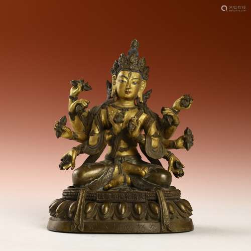 Ancient bronze-gilded Buddha statues