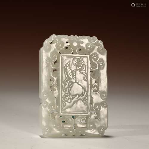 Qing Dynasty White Jade Flower Brand