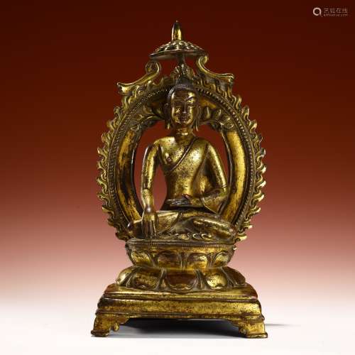 Qing Dynasty Bronze-gilded Buddha statues