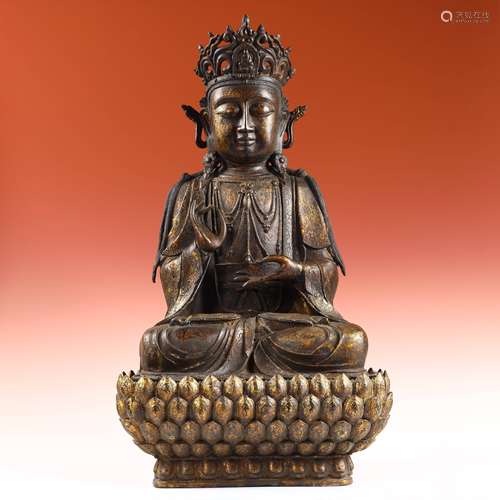 Ancient alloy copper gold Tathagata statue