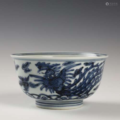 Blue and white dragon bowl