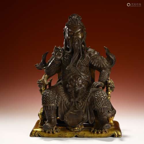 Qing Dynasty and Gold and Bronze Guan Gong Statue