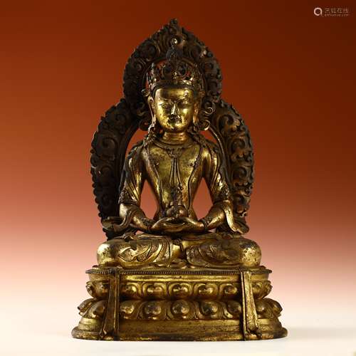 Ancient bronze-gilded Buddha statues