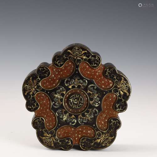 Ancient lacquer ware five blessings holding longevity food b...