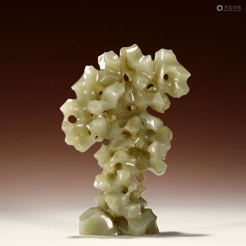 Qing Dynasty white jade tree