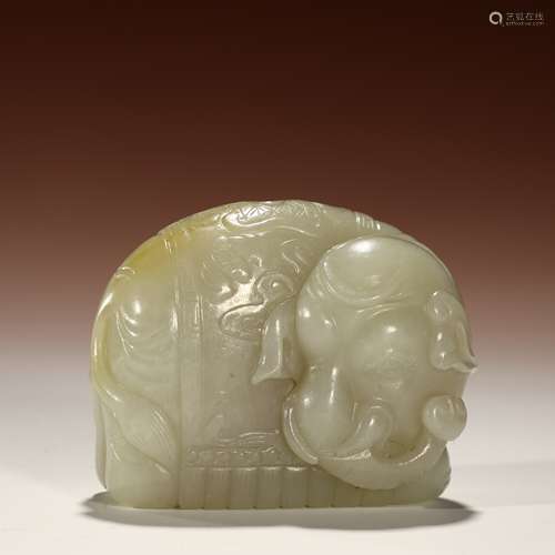 Ancient white jade elephant