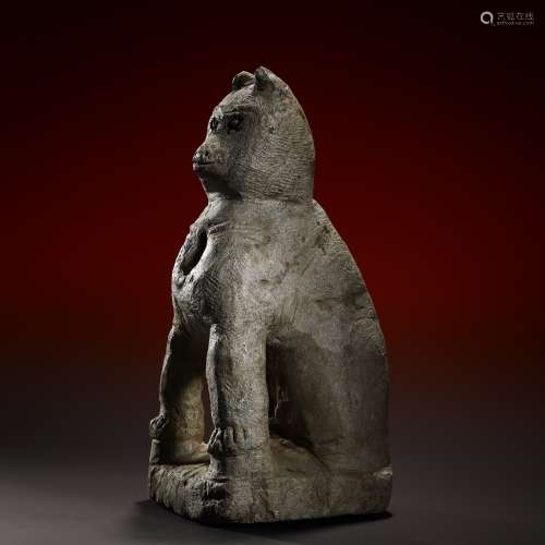 Ancient leopard spotted stone monkey