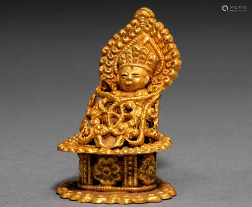 Chinese yuan dynasty gold figure ornaments