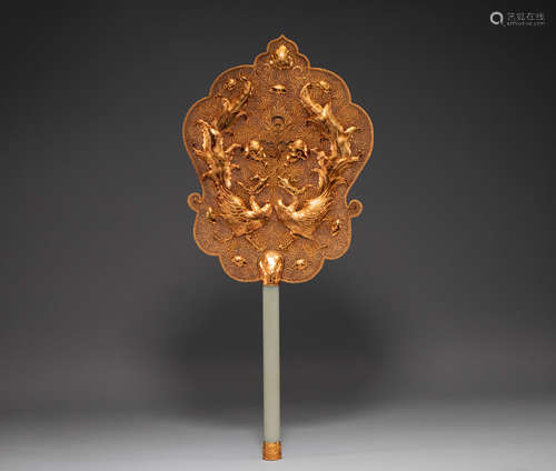 Jade gilt fan from Hetian, Song Dynasty, China