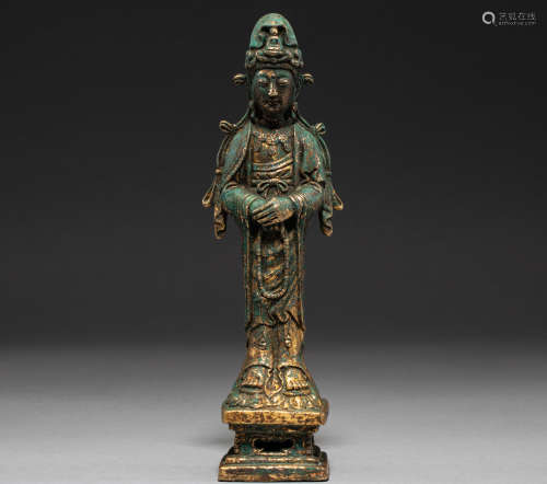 Chinese Liao Dynasty bronze gilt Buddha statue