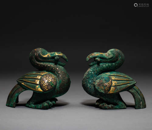 Chinese Han Dynasty wrong gold and silver birds