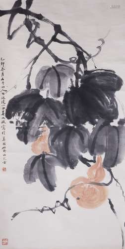 A CHINESE SCROLL PAINTING OF DOUBLE-GOURD