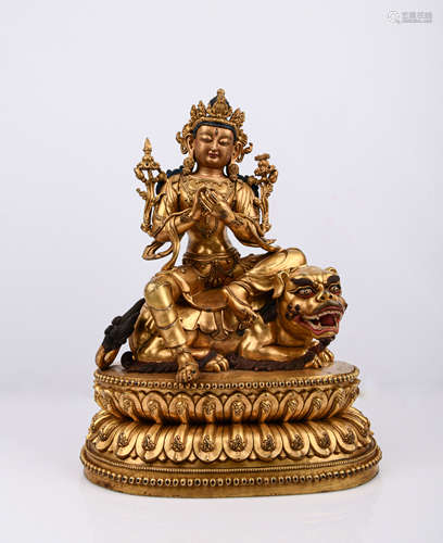 A GITL-BRONZE FIGURE OF BUDDHA