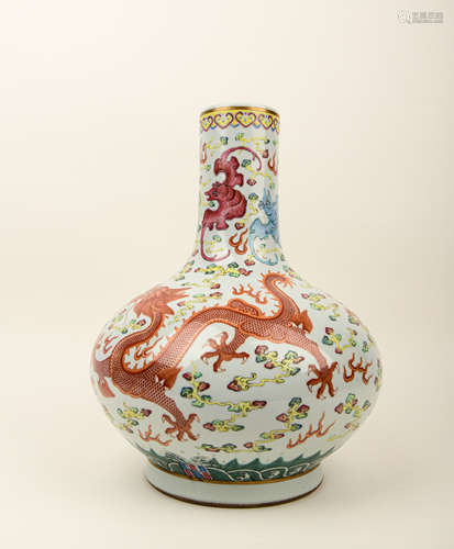 A FAMILLE ROSE 'DRAGON AND PHOENIX' VASE, GUANGXU MARK