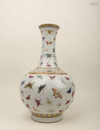 A FAMILLE ROSE 'BUTTERFLY' BOTTLE VASE, GUANGXU MARK