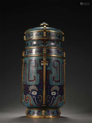 A CHINESE CLOISONNE ZUN VASE AND COVER