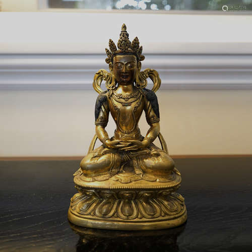 A CHINESE GILT BRONZE YONGZHENG STYLE WULIANGSHOU BUDDHA STA...