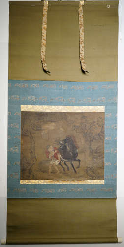 ANONYMOUS, WRANGLER, INK AND COLOR ON SILK, A CHINESE HANGIN...