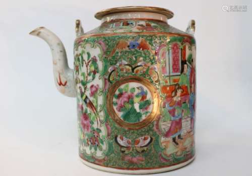 Chinese Famille Rose Medallion Porcelain Teapot