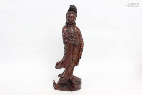 Chinese Wood Carved Standing Figurine