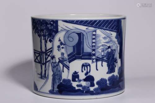 Chinese Blue and White Porcelain Brushpot,Mark