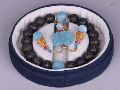 Chinese Chengxiang Wood Beads Prayer Bracelet