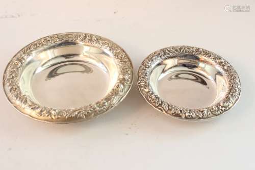 Two Silver Hammered Bowls