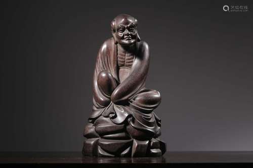 Chinese Zitan Wood Carved Luohan Figural