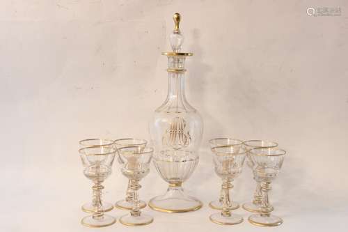 Glass Cup and Decanter Wine Set