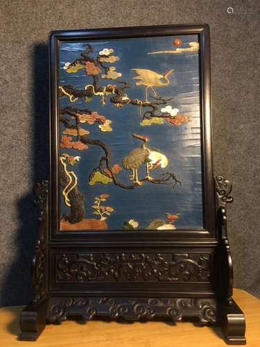 Chinese Zitan Wood Table Screen