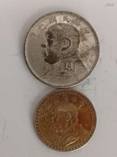 TWO CHINESE OLD SILVER COINS