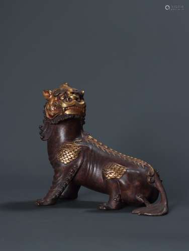 Chinese Gilt Bronze Beast