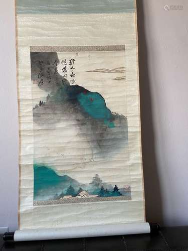 Chinese Ink Color Painting w Calligraphy