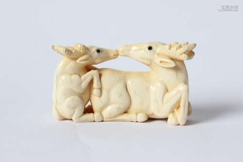 Japanese Bone Carved Deer