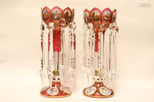 Pair of French Royal Vienna Luster