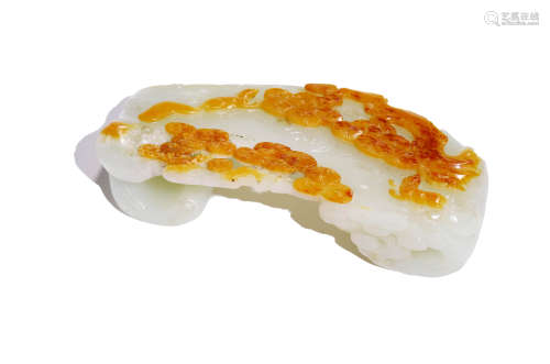 Carved White and Russet Jade Ink Bed