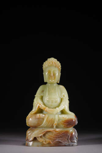 清代 黃玉釋迦牟尼佛坐像