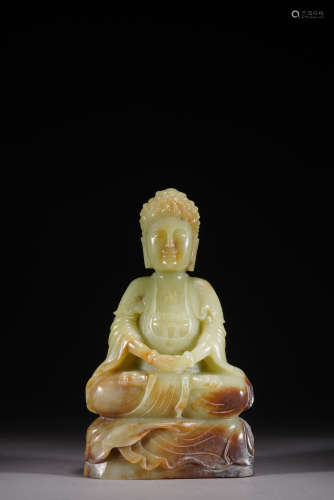 清代 黃玉釋迦牟尼佛坐像