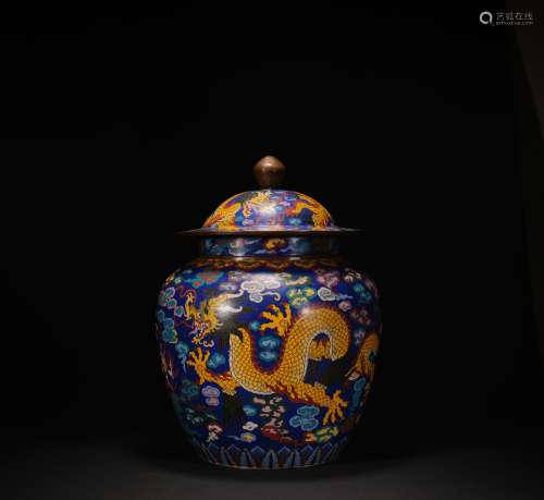 Enamel color dragon pattern general jar