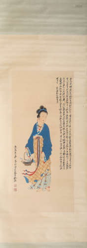 A Chinese Scroll Painting of Guan Yin by Zhang Da Qian