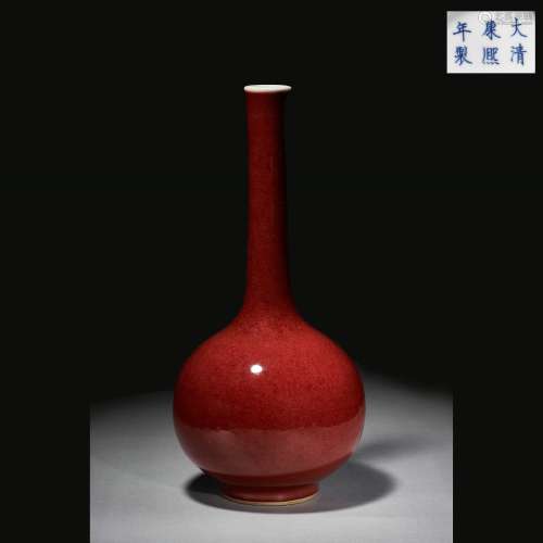 Red Glazed Gallbladder Bottle in Qing Dynasty