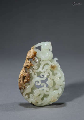 A Chinese Jade Chi Dragon Pendant