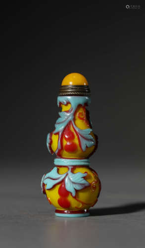 A Chinese Yellow Glass Double-Gourd Snuff Bottle