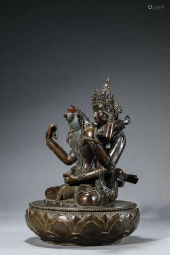 A Chinese Bronze Cakrasamvara Statue