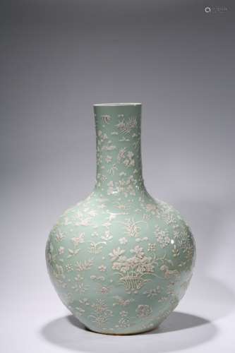 A Chinese Porcelain Celadon-Glazed Butterfly Vase