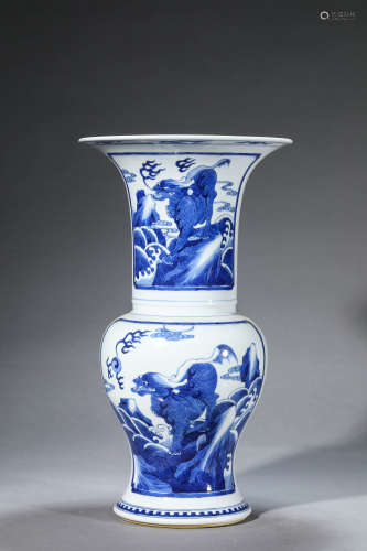 A Chinese Porcelain Blue and White Vase Marked Jia Jing